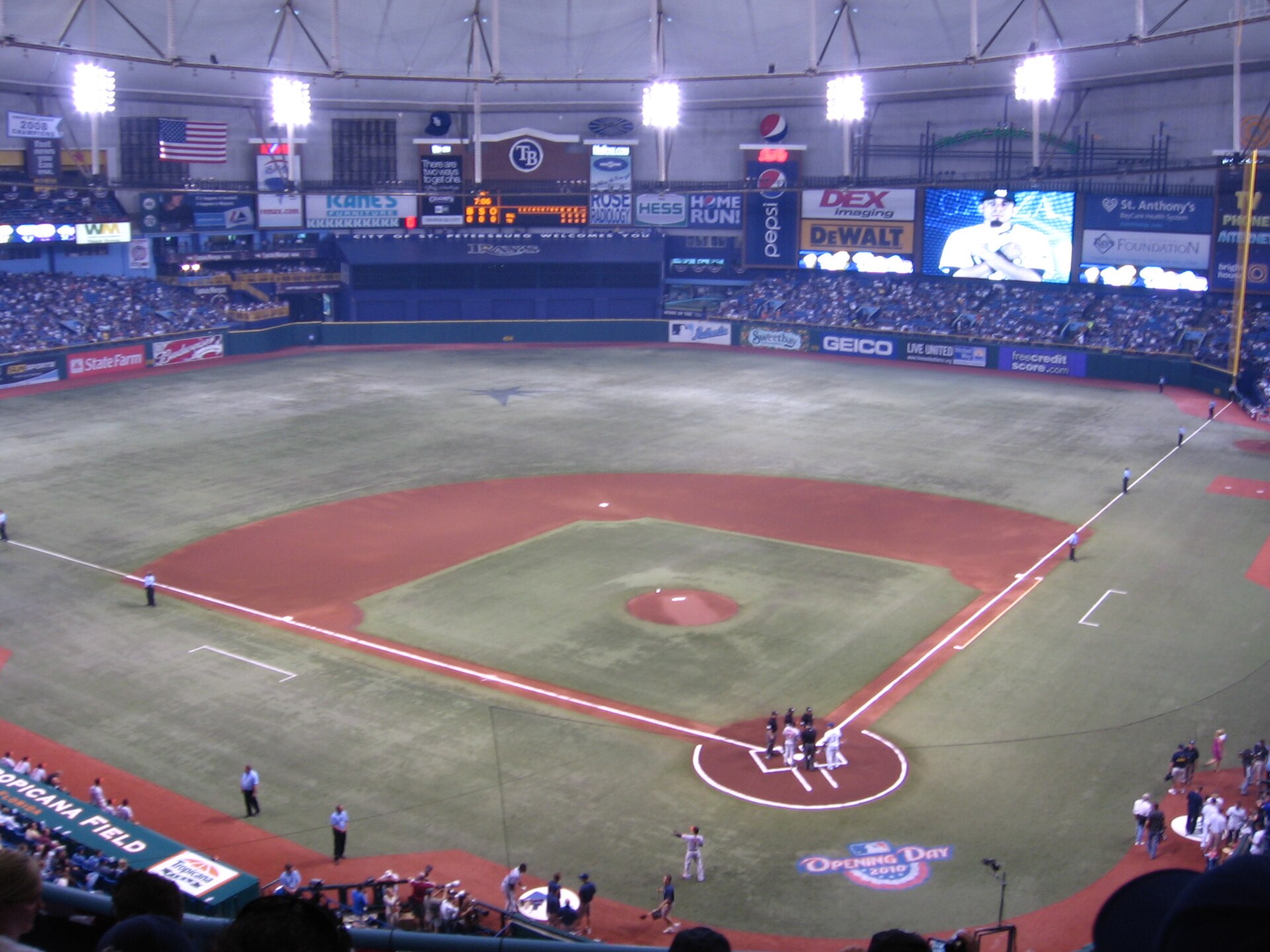 The field and dome of Tropicana Field on opening day in St. Petersburg